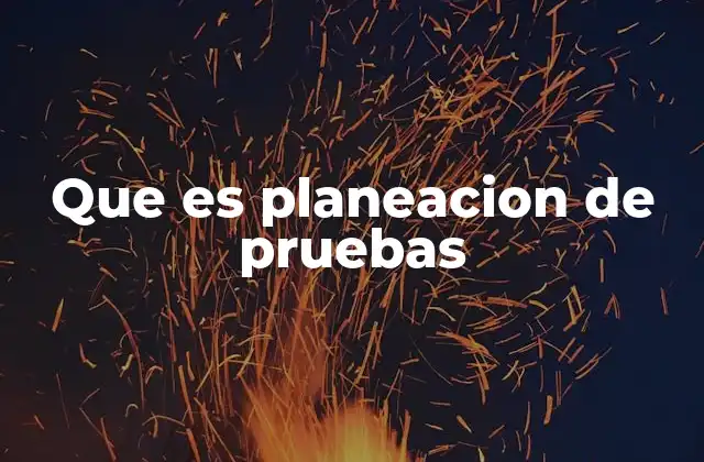 Que es Planeacion de Pruebas