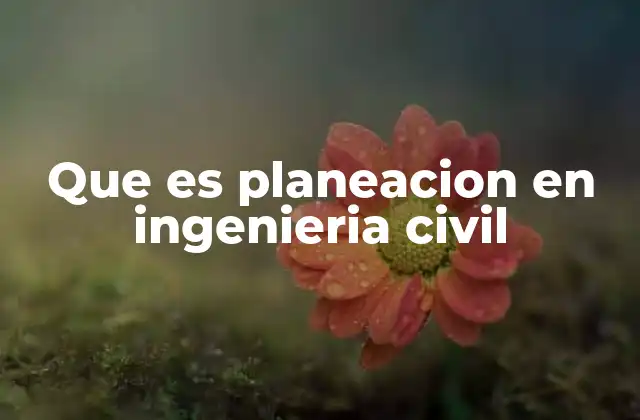 Que es Planeacion en Ingenieria Civil