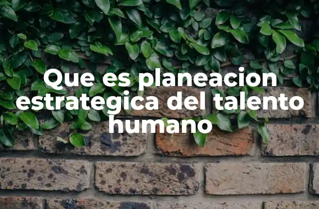 Que es Planeacion Estrategica Del Talento Humano