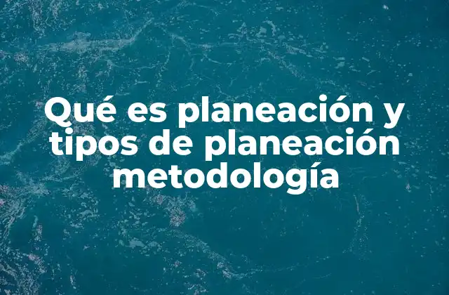 Qué es Planeación y Tipos de Planeación Metodología