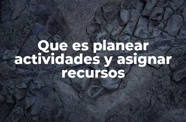 Que es Planear Actividades y Asignar Recursos