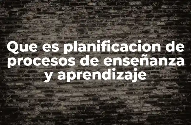 Que es Planificacion de Procesos de Enseñanza y Aprendizaje