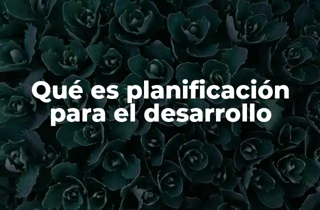 Qué es Planificación para el Desarrollo