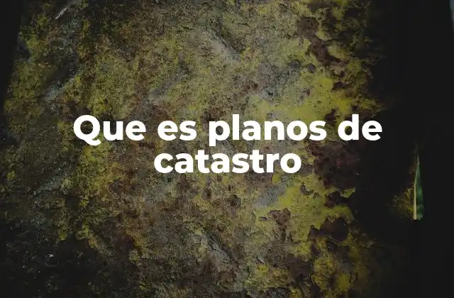 Que es Planos de Catastro