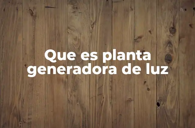 Que es Planta Generadora de Luz