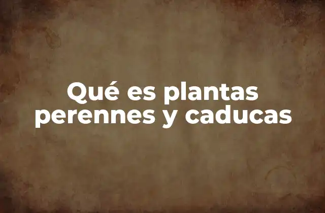 Qué es Plantas Perennes y Caducas