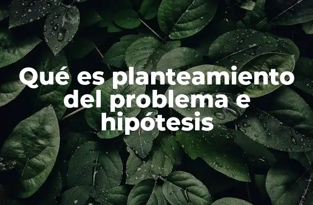 Qué es Planteamiento Del Problema e Hipótesis 2 La importancia de definir el problema antes de formular la hipótesis
