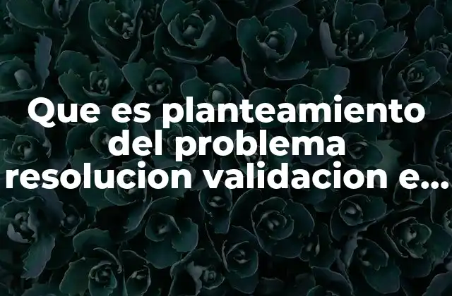 Que es Planteamiento Del Problema Resolucion Validacion e Interpretacion