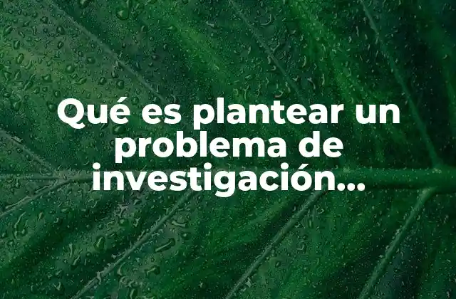 Qué es Plantear un Problema de Investigación Cuantitativa