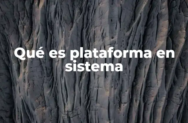 Qué es Plataforma en Sistema