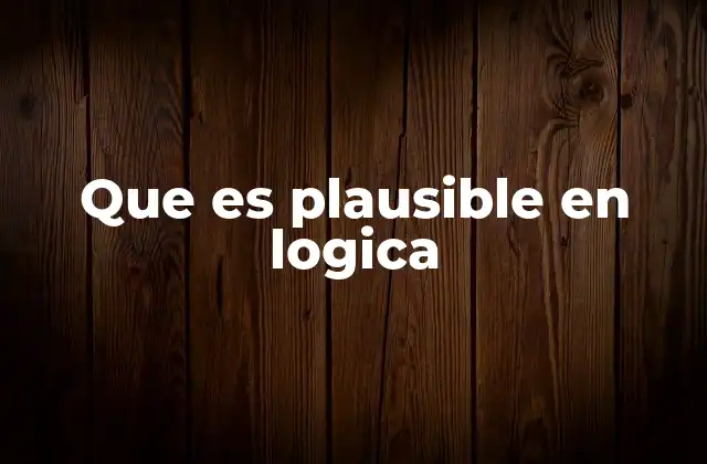 Que es Plausible en Logica