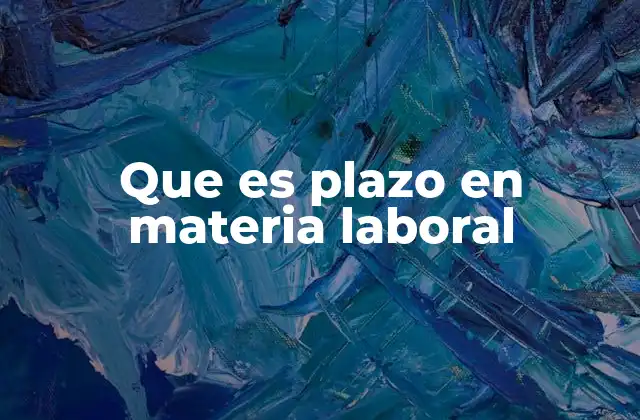 Que es Plazo en Materia Laboral