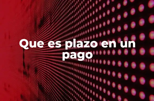Que es Plazo en un Pago