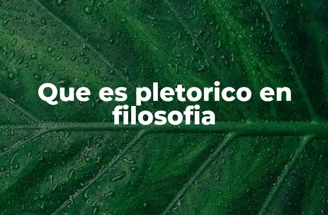 Que es Pletorico en Filosofia