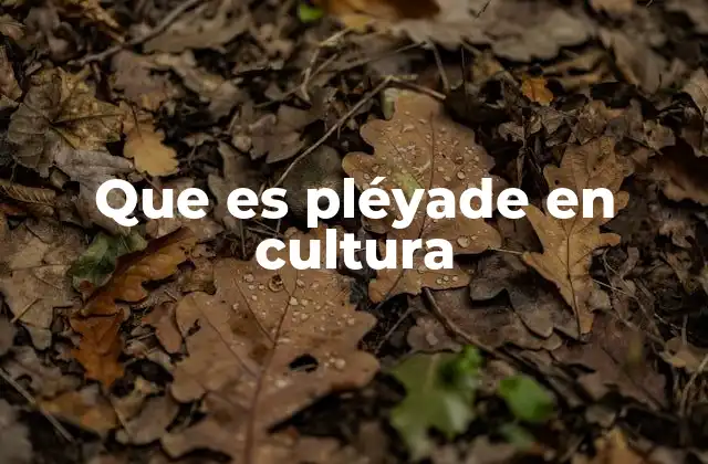 Que es Pléyade en Cultura