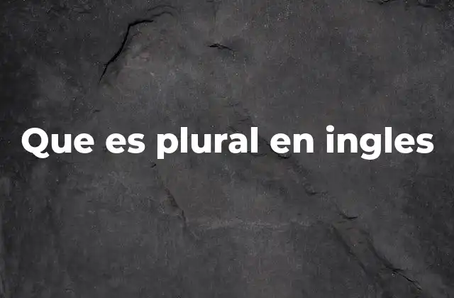 Que es Plural en Ingles