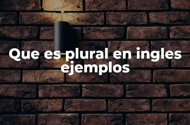 Que es Plural en Ingles Ejemplos