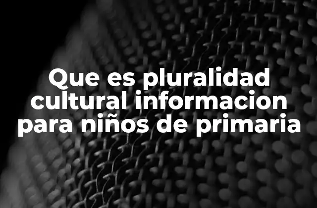 Que es Pluralidad Cultural Informacion para Niños de Primaria