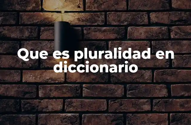 Que es Pluralidad en Diccionario