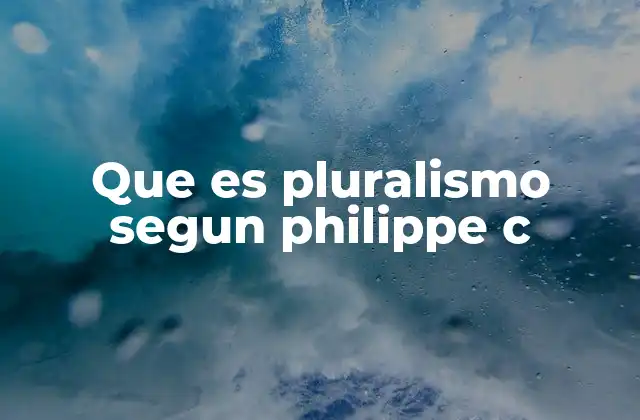 Que es Pluralismo Segun Philippe C
