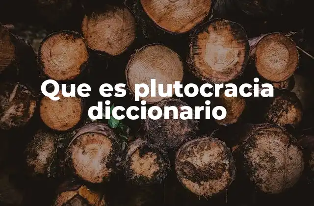 Que es Plutocracia Diccionario
