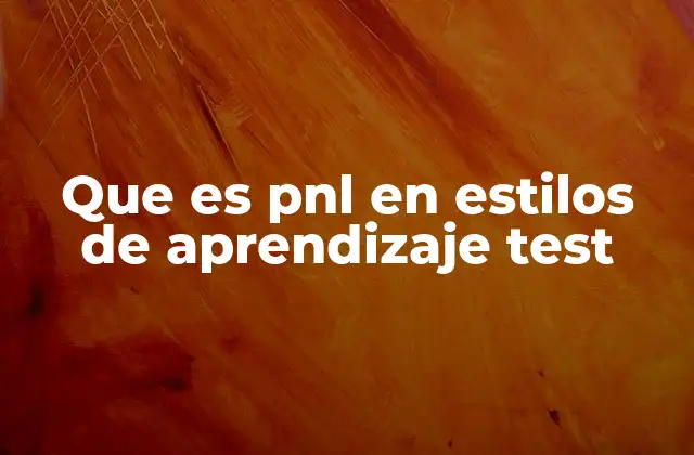 Que es Pnl en Estilos de Aprendizaje Test