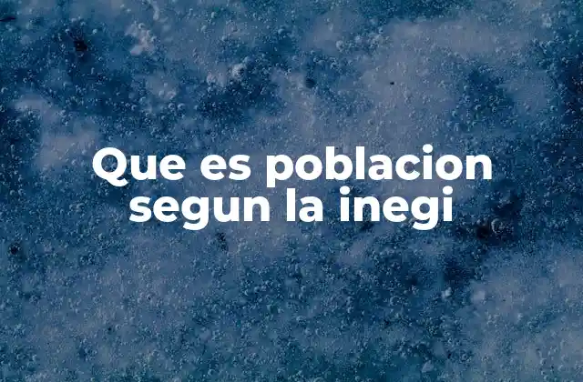 Que es Poblacion Segun la Inegi