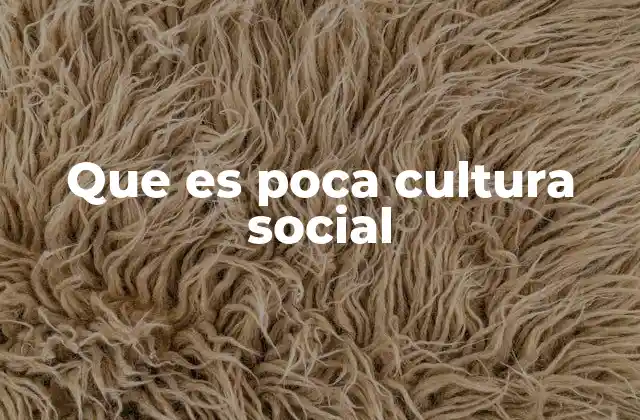 Que es Poca Cultura Social