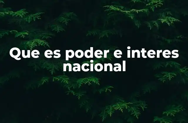 Que es Poder e Interes Nacional