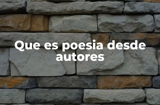 Que es Poesia desde Autores