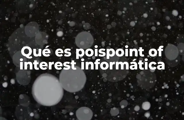 Qué es Poispoint Of Interest Informática