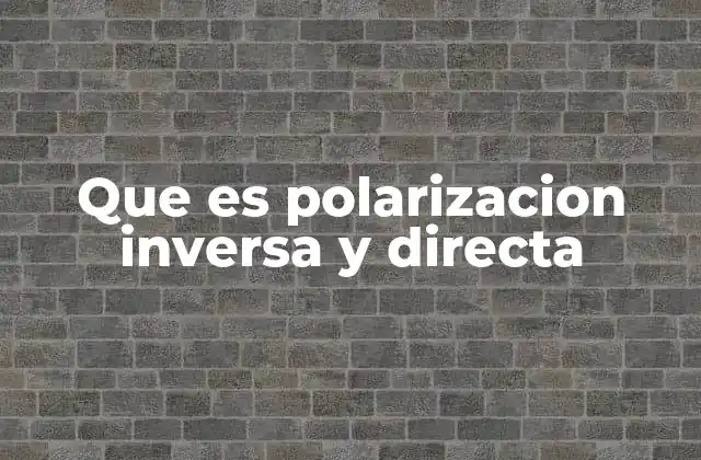 Que es Polarizacion Inversa y Directa