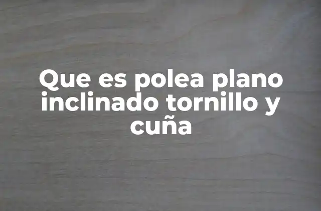 Que es Polea Plano Inclinado Tornillo y Cuña