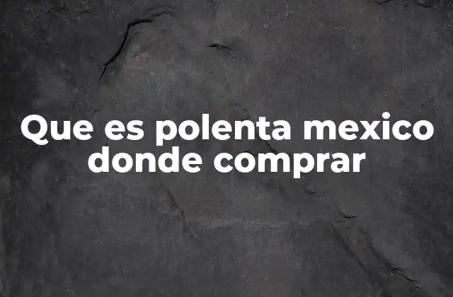 Que es Polenta Mexico Donde Comprar