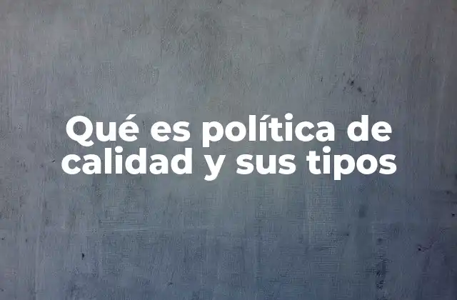 Qué es Política de Calidad y Sus Tipos
