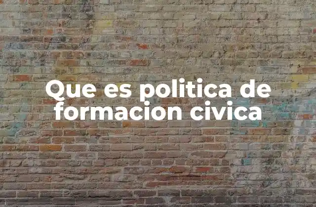 Que es Politica de Formacion Civica