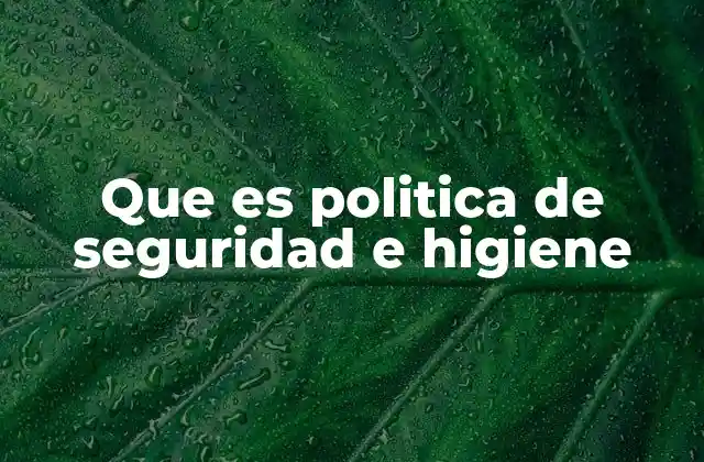 Que es Politica de Seguridad e Higiene