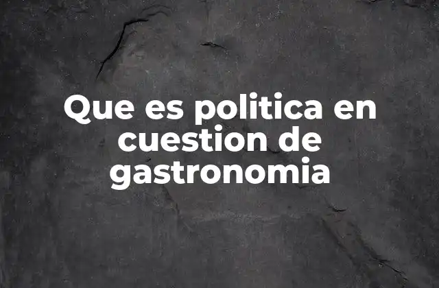 Que es Politica en Cuestion de Gastronomia