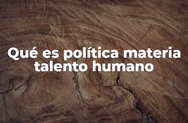 Qué es Política Materia Talento Humano