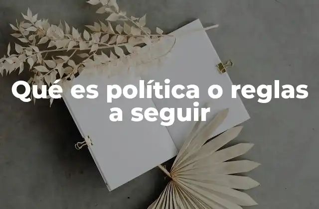 Qué es Política o Reglas a Seguir