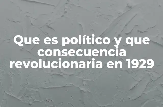 Que es Político y que Consecuencia Revolucionaria en 1929