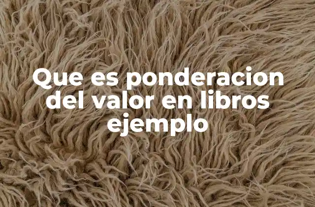 Que es Ponderacion Del Valor en Libros Ejemplo