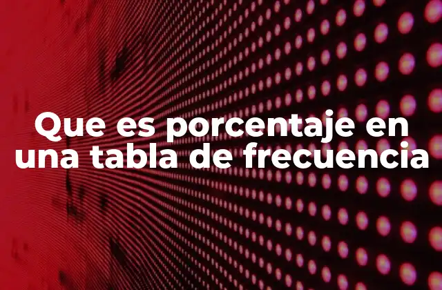 Que es Porcentaje en una Tabla de Frecuencia
