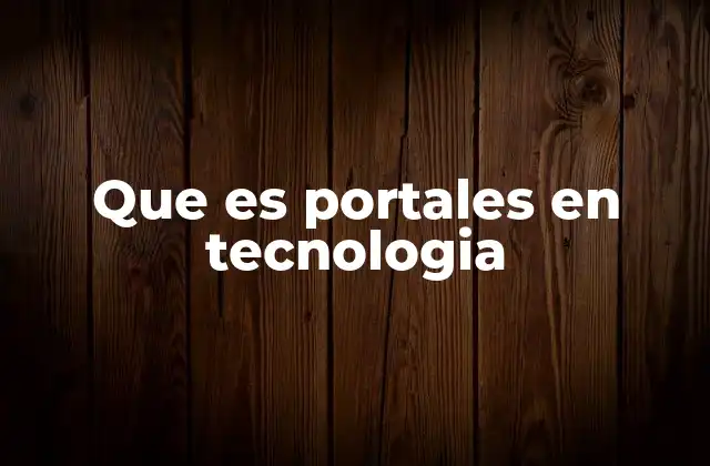 Que es Portales en Tecnologia