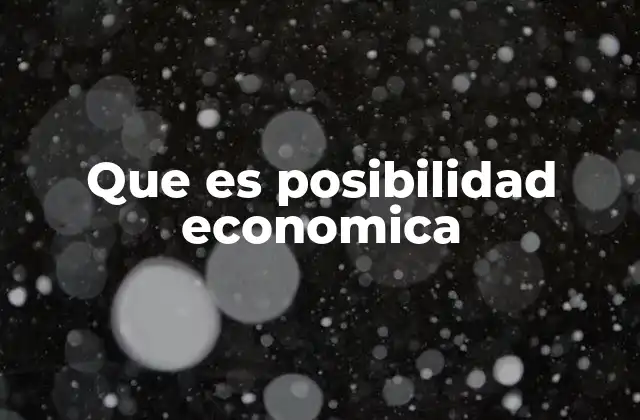 Que es Posibilidad Economica