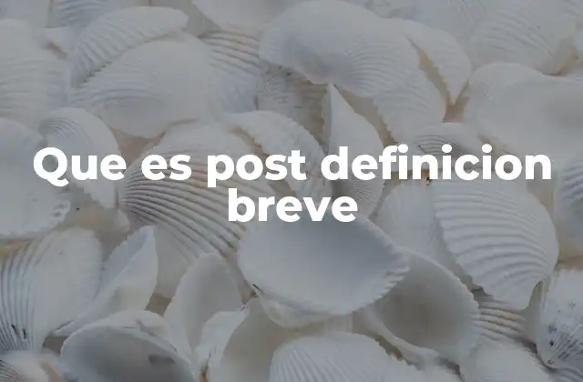 Que es Post Definicion Breve