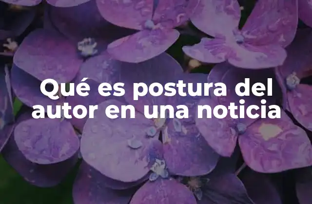 Qué es Postura Del Autor en una Noticia