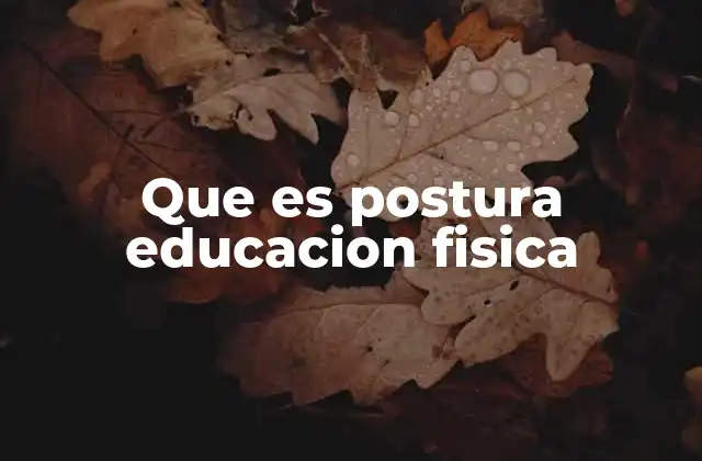 Que es Postura Educacion Fisica
