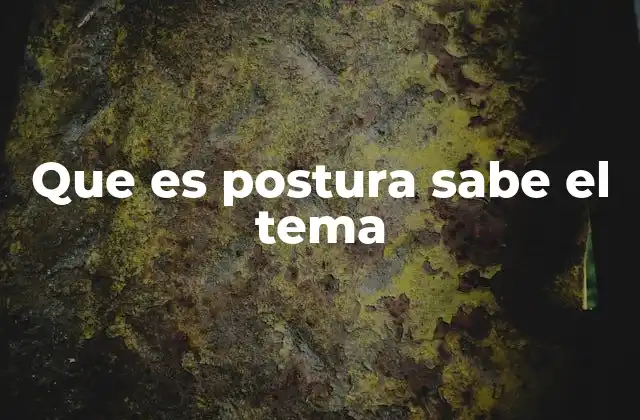 Que es Postura Sabe el Tema