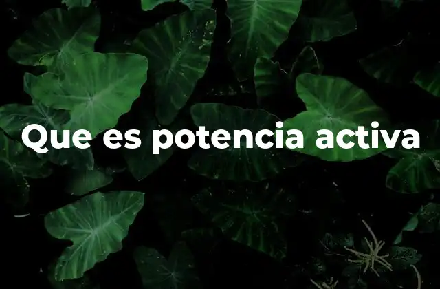 Que es Potencia Activa